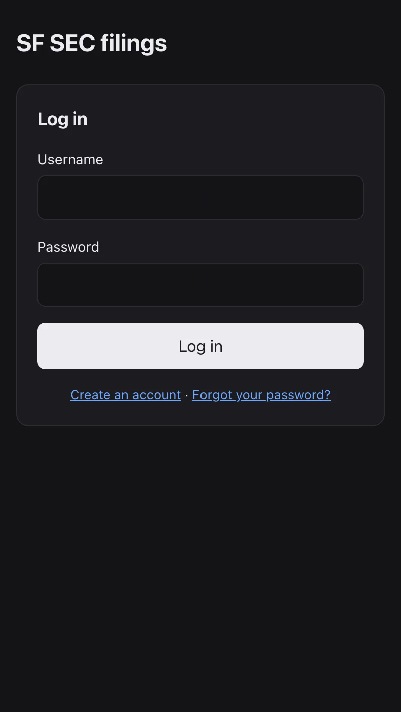 The log in page: a username and a password is all it takes